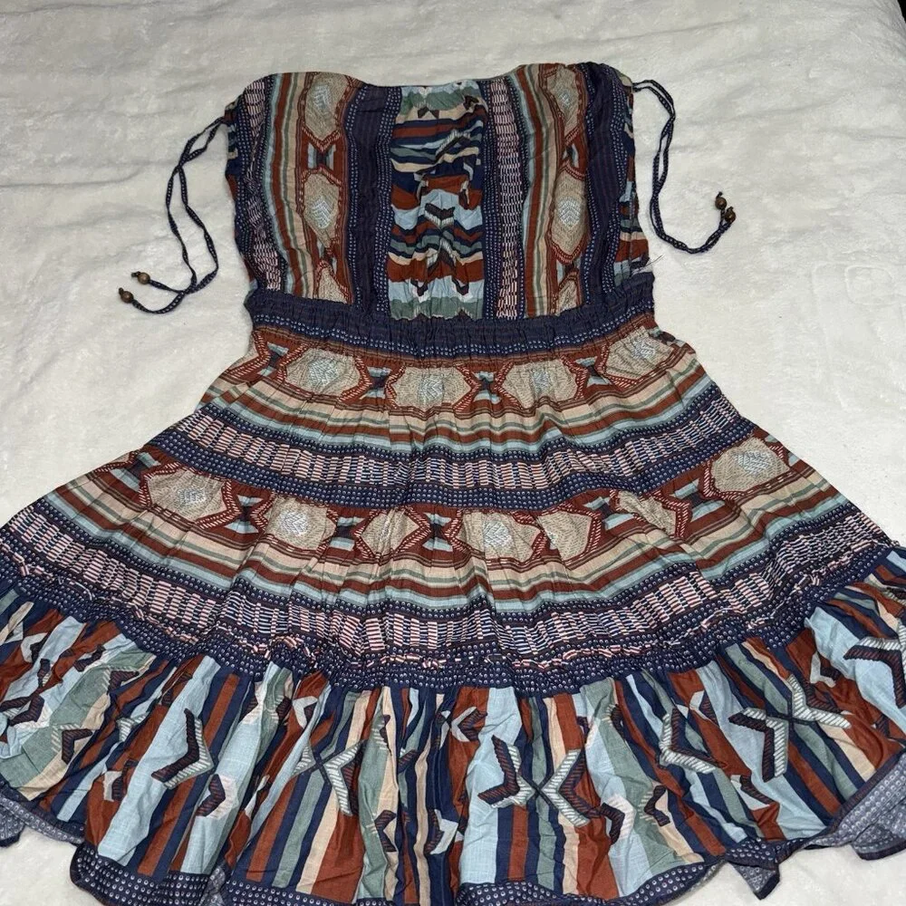 Veronica Beard Navy, Rust & Light Blue Patterned Midi Dress - Picture 7 of 7